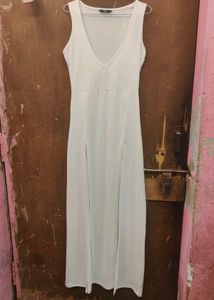 White Sleeveless Slit Maxi Dress