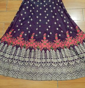 Wine Colour Zari Work Embroidered Lehenga