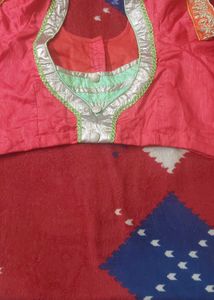 red and  pink double tonned saree