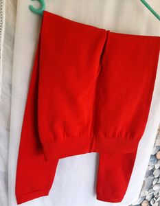 Women Red Fleece Leggings