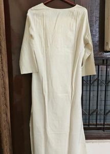 Elegant Cream Kurta with trouser and Red Dupatta
