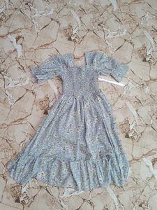 Floral Puff Sleeve Smocked Midi Dress