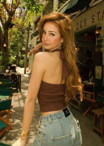 Brown Halter Neck Cami Top
