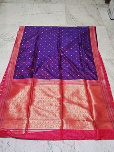 New Beautiful Purple Saree with Gold Motifs