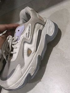 Comfortable White &amp; Grey Sneakers