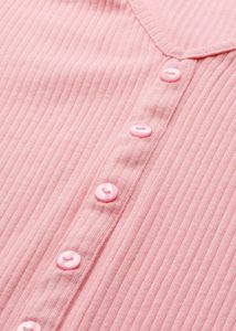 Ribbed Button-Up Pink Crop Top