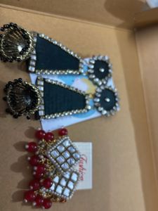 Red Beaded Dangle Earrings combo
