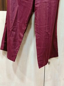 Wine Colour Kurta Set With Ethnic Jacket