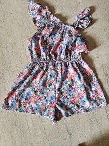 Floral Print One-Shoulder Romper