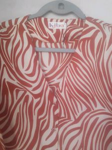 Kibo Orange Zebra Printed Rust Tie Knot Top Women