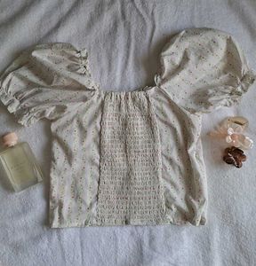 Cute Floral Puff Sleeve Top