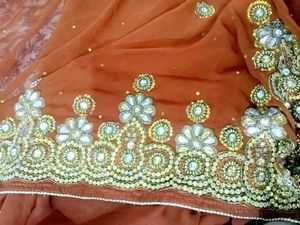 Embellished Red Saree