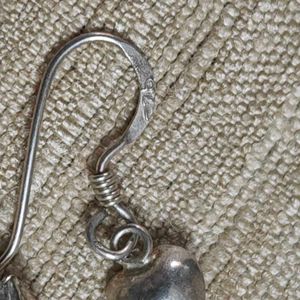 92.5 Silver Heart Dangle Earrings