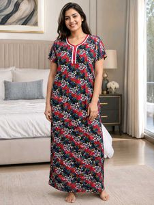 Women's Floral Printed Full Length Nighty | Soft H