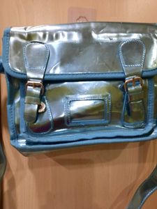 Metallic Blue Satchel Bag
