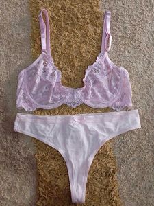 pink Lace Bra & Thong Set