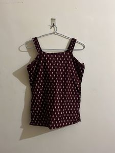 Maroon Printed Spaghetti Strap Top