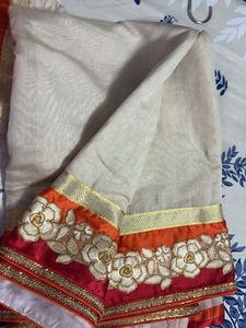 Elegant Cream Saree with Floral Border