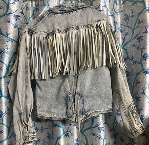 Fringed Denim Cowbody Acid washed Jean Jacket