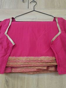 Pink Silk Saree with Gold Border