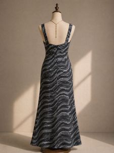 Elegant Ruched Sparkle Maxi Dress