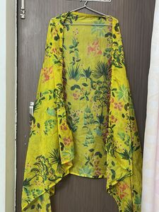 Vibrant Yellow Floral Kurta Set for M and L