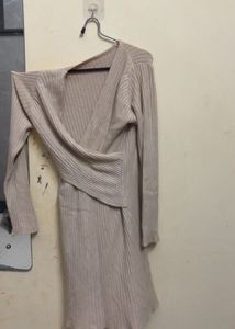 Ribbed Knit Wrap Dress