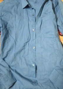 Blue Long-Sleeve Button-Up Shirt