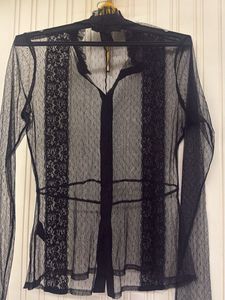 Elegant Black Sheer Lace Blouse