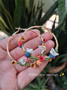Whimsical Floral Hoop Earrings