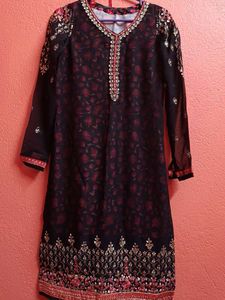 Embroidered Black Kurta