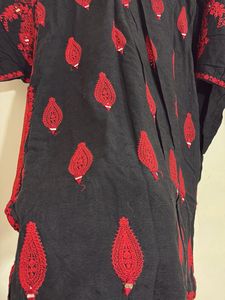 Embroidered Pakistani Black &amp; Red Kurta Set