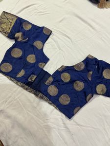 Vibrant Blue Silk Saree with Brocade Border
