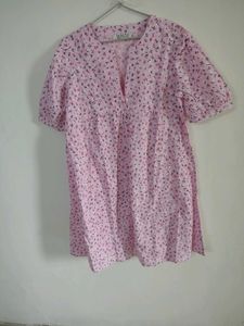 Pink Floral Print Mini Dress