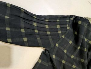 Vintage Plaid Top with Lace Detail