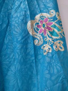 Bohemian Teal Ethnic Skirt with Gold Accents