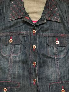 Punt Roma 2000s Rhinestone Women Denim Jacket