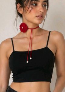 Red Floral Choker Necklace