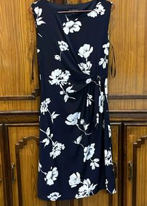 WARDROBE floral Print Navy Dress