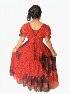 Red &amp; Black Bandhani Print Gown