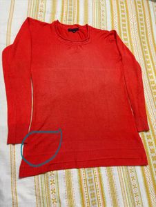 Cozy Orange Long-Sleeve Knit Top