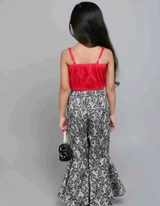 Girls' Stylish Top and Bell Bottom Pants Set