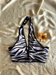 Zebra Print Halter Neck Top