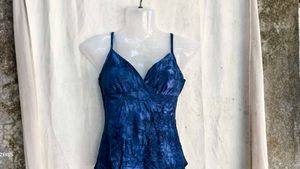 I. Blue Tie-Dye Spaghetti Strap Top