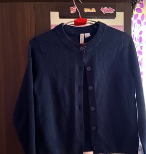 Navy Blue Button-Up Cardigan