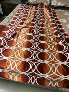 5 pcs. Elegant Brown &amp; White Patterned Curtain