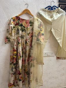 Floral Anarkali Set with Dupatta &amp; kurta