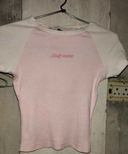 cute top white &pink