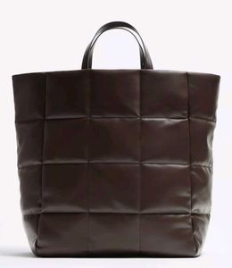 ZARA Brown Quilted Faux Leather Tote Bag