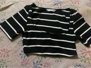 Striped Black Crop Top
